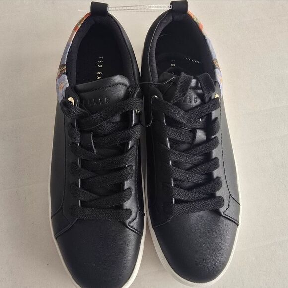 Ted Baker Alisson Sneakers Black Floral Size 6.5 - Picture 10 of 11